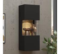 azusa wooden display cabinet wall hung in matt black