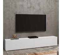 azusa wooden tv stand with pull-down door in matt white
