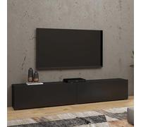 azusa wooden tv stand with pull-down doors in matt black
