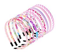 Azushwer 10 Pcs Hair Bands for Girls, Colourful Girls Headbands, Flower Strip Plain Hair Bands Head Bands Hairbands Floral Fabric Pink Hair Hoop Alice Band for Girl Children Kids
