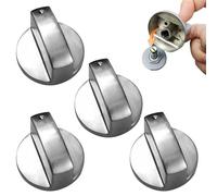 Azushwer 4 Pcs 6MM Silver Gas Hob Knobs, Universal Cooker Knobs, Control Knob for Gas Hob, Stove, Oven, Cooktop Buttons