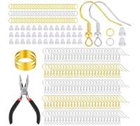 Azushwer 602pcs Earring Making Supplies, Hypoallergenic 925 Silver and Gold Plated Earring Hooks, with Fish Hooks, Metal Jump Rings, Clear Silicone Backs Stoppers for DIY (Gold and Silver)
