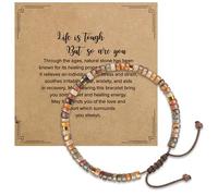 Azushwer Beaded Bracelets for Women, Healing Bracelets for Women Inspirational Gifts Anxiety Bracelet for Womens Yoga Meditation Birthday Gifts Inspirational Cards Life is Tough But So are You