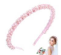 Azushwer Pink Headband, Pearl Headband, Pink Hair Accessories, Hair Hoop Alice Band, Cute Fancy Pearl Head Band for Girls Hair Styling Accessories for Birthday Wedding