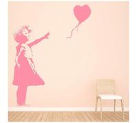 azutura Balloon Heart Girl Banksy Wall Sticker available in 5 Sizes and 25 Colours White