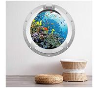 azutura Coral Reef Porthole Wall Sticker 3D Ocean Wall Decal Kids Room Bathroom Decor available in 8 Sizes X-Large Digital
