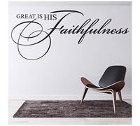 azutura Great Is His Faithfulness Bible Quote Wall Sticker available in 5 Sizes and 25 Colours Black
