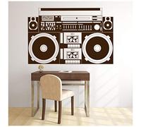 azutura Retro Boombox Hi-Fi Music Wall Sticker available in 5 Sizes and 25 Colours Black