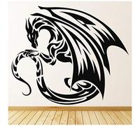 azutura Winged Dragon Fantasy Tribal Wall Sticker available in 5 Sizes and 25 Colours Black