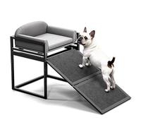 AZV Dog Stairs Ramps,Seat Chairs Mate for Small Dogs,Steps for Puppy Cats Pets to Get on High Bed with Platform Doggie Office Window Doggy Couch,Non Slip Dachshunds Ladder,Load Capacity 100 lbs Grey