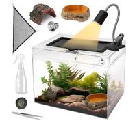 AZV Reptile Terrarium Enclosure,19.5" x 9.4"x 10.5" Reptile Tank with Bearded Dragon Lizard Hammock,UVA & UVB Heat Lamp,Hide Cave for Corn Snake,Turtle,Frog,Leopard Geckos,Chameleons,Spider,Cricket