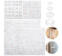 AZWOOD Clear Furniture Dampers, 4 Sizes Adhesive Silicone Buffer Pads 250pcs Noise Dampening Bumpers Cupboard Door Protective Stoppers for Glass Door Cabinet Drawers Non Slip