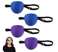 AZWOOD Eye Patch, Pack of 4 Adjustable Medical Eye Patches for Left or Right Eyes, Lazy Amblyopia, Recovery Phase, Comfortable 3D Cover, Pirate Eye Patch for Children and Adults (2 Blue, 2 Purple)