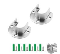 AZWOOD Flange Rod Holder, 25 mm/1 inch Stainless Steel Closet Pole Sockets 2 Pcs Heavy Duty Wardrobe Pole Brackets U Shaped Closet Rod End Supports with Screws for Wardrobe Shower Curtain