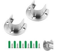 AZWOOD Flange Rod Holder, Stainless Steel Closet Pole Sockets Heavy Duty Wardrobe Pole Brackets U Shaped Closet Rod End Supports with Screws for Wardrobe Shower Curtain (19mm,2pcs)