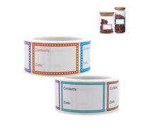 AZWOOD Food Freezer Reminder Storage Labels Stickers 2 Rolls 1000 Pcs Removable Date Stickers Easy Peel Off Date Prep Canning Sticker for Freezer Containers, Jars Label Size 1 x 1.6 in (Multicolor)