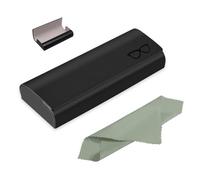 Azwood Hard Shell Glasses Case, Black Portable Eyeglass Case, Unisex PU Leather Sunglasses Storage Box with Cleaning Cloth - Spectacle Case Protective Glasses Stand for Men Women Study Work