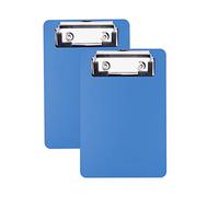 Azwood Mini Clipboard, 10 x 15 cm Plastic Clipboard, Small Clipboards with Pen Holder for Notepads, Receipts, Pocket Lists (Blue, 2 Pack), Blau, 2 Stück