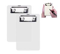 AZWOOD Mini Clipboard, 10 x 15 cm Plastic Clipboard, Small Clipboards with Pen Holder for Notepads, Receipts, Pocket Lists (White, Pack of 2)