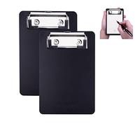 Azwood Mini Clipboard, 10 x 15 cm Plastic Clipboard, Small Clipboards with Pen Holder for Notepads, Receipts, Pocket Lists (Black, 2 Pack)