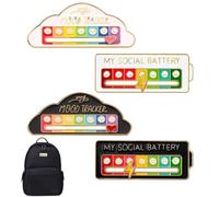 AZWOOD Mood Pin Badge 2pcs Adjustable Social Battery Badge Enamel Pin Fun Social Battery Brooch Badge Funny Social Mood Brooch Pin for 7 Days Cute Creative Expression Pin Brooch Men Women Gift