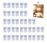 AZWOOD Sticky Spring Clips, Transparent Self-Adhesive Spring Clips, Pack of 40 Outdoor Plastic Adhesive Clips, One-sided Adhesive Photo Clip, Self-Adhesive Wall Clips for Office, Home, School (Pack of