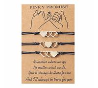 Azxcvbnm 2/3/4Pieces Friendship Bracelets Hollow Heart Matching Wax Line Wristband Jewelry With Card Adjustable Sister Matching Bracelets For Best Couples Magnet