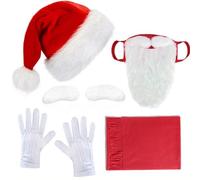 Azxcvbnm Christmas Costume Accessories For Women Men Including Cowman Hat Scarf Adhesive Eyebrows Santa With Beards Fashionable Western Headwear