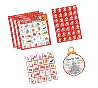Azxcvbnm Holiday Bingo Game 24pcs Christmas Themed Cards For Kids And Adults Card With Stickers For Holiday Entertainment Family Party For Adults