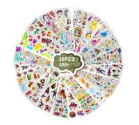 Azxndy 20 Sheets Stickers for Kids,500+Foam Stickers Children Party Gifts Scrapbooking Filler Boys Girls Toddlers Puffy Stickers for Teacher Reward Including Animals Dinosaurs Trucks Butterfly More