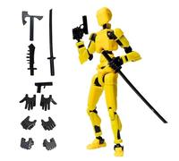 Azxndy 3D Printed Moveable Joints Robot，Finger Exercising Toys Assembly Set，Multi Joint Movable Model，Full Body Mechanical Movable Toy,Movie Character Desktop Decoration for Game Lovers (yellow)