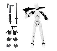 Azxndy 3D Printed Moveable Joints Robot，Finger Exercising Toys Assembly Set，Multi Joint Movable Model，Full Body Mechanical Movable Toy,Movie Character Desktop Decoration for Game Lovers (White)