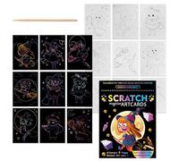 Azxndy Rainbow Magic Elf Scratch Art Kit for Kids,9PCS Magic Scratch Black Paper with 1 Wooden Stylus,Craft Kit Scratch Note Black Doodle Pads, 3-12 Year Old Girls Boys for Party Favor Activities