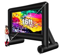 AZXRHWYGS 16 Feet Inflatable Movie Screen Outdoor, Inflatable Projector Screen with Blower Carry Bag - Supports Front and Rear Projection Blow Up Screen for Backyard Movie Night Pool Party