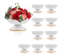 AZXTOPSEZ White Flower Vases for Centerpieces: Vintage Compote Bowl Vase for Wedding White Centerpieces for Table 4 Inch Small Pedestal Vase for Party Metal Urn Vases for Anniversary Home Set of 10