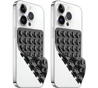 AZXYI 2 Pack Silicone Suction Cup Phone Case Mount Double Sided, Non Slip Phone Accessories for Cellphone, Hands-Free Strong Grip Silicon Phone Holder for Selfies and Videos (Black)