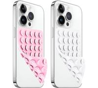 AZXYI 2 Pack Silicone Suction Cup Phone Case Mount Double Sided, Non Slip Phone Accessories for Cellphone, Hands-Free Strong Grip Silicon Phone Holder for Selfies and Videos (LightPink&White)