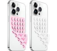 AZXYI 2 Pack Silicone Suction Cup Phone Case Mount Double Sided, Non Slip Phone Accessories for Cellphone, Hands-Free Strong Grip Silicon Phone Holder for Selfies and Videos (LightPink&Translucent)
