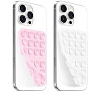 AZXYI Anteel Double-Sided Silicone Suction Phone Case Mount, Durable, Hands-Free Non Slip Accessories, Enhanced Suction Cup Power and Thickened Grip for Selfies and Videos, 2.36"x3.66" (LPK&WHT)