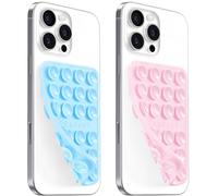 AZXYI Anteel Double-Sided Silicone Suction Phone Case Mount, Durable, Hands-Free Non Slip Accessories, Enhanced Suction Cup Power and Thickened Grip for Selfies and Videos,2.36"x3.66" (LBL&LPK)
