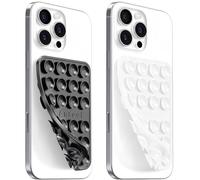 AZXYI Anteel Double-Sided Silicone Suction Phone Case Mount, Durable, Hands-Free Non Slip Accessories, Enhanced Suction Cup Power and Thickened Grip for Selfies and Videos,2.36"x3.66" (BLK&WHT)