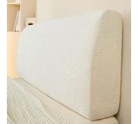 AZXYYEHD Bed Headboard Teddy Fleece Slipcover Full Queen California King, Stretch Bed Headboard Cover Soft Dustproof Protector Cover For Bedroom Decor(Beige,120x70CM)