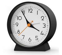 Azyh Analog Alarm Clock with No Tick, Small Retro Desk Battery Operated, Table Clock for Living Room Decor, Bedroom, Bedside, for Kids(Black)