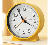 Azyh Analog Alarm Clock with No Tick, Small Retro Desk Battery Operated, Table Clock for Living Room Decor, Bedroom, Bedside, for Kids(Yellow)