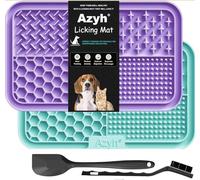 Azyh Licking Mat for Dogs & Cats 2 Pack, Slow Feeder Lick Pat for Large Dogs and Puppies, Anxiety Relief Dog Toys Feeding Mat for Butter Yogurt Peanut, Pets Bathing Grooming Training Mat (9.9'' × 6'')