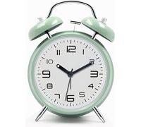 Azyh Loud Alarm Clock for Heavy Sleepers Adults, Metal 4 Inches Twin Bell Battery Operated Alarm Clocks for Bedrooms Decoration, Silent Non-Ticking Back-to-School Gift (Mint Green)