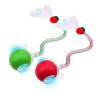 AZYOUNG 2 Pcs Moving Cat Ball with Elastic Mesh Tail,Tail Interactive Cat Toys for Indoor Cats