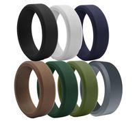 AZYOUNG Mens 8mm Wide Flat Top Beveled Edge Silicone Rings 7pcs set Black Blue Green Rubber Ring - US Size 7-14 (8)