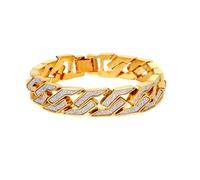 AZYOUNG Men's Hip-hop Alloy Gold Plating Bracelet Widened And Thickened, one size, Zinc, no gemstone
