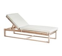 Sun Lounger with Cushion AZZANELLO Reclining Acacia Wood Off-White